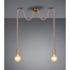 Trio Cord Hanglamp Bruin, Messing, 2-lichts