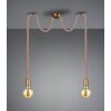 Trio Cord Hanglamp Bruin, Messing, 2-lichts