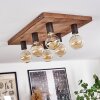 Amnicon Plafondlamp Hout licht, Zwart, 6-lichts