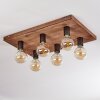 Amnicon Plafondlamp Hout licht, Zwart, 6-lichts