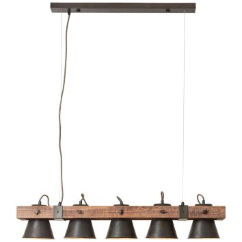 Brilliant Plow Hanglamp Hout donker, Zwart, 5-lichts