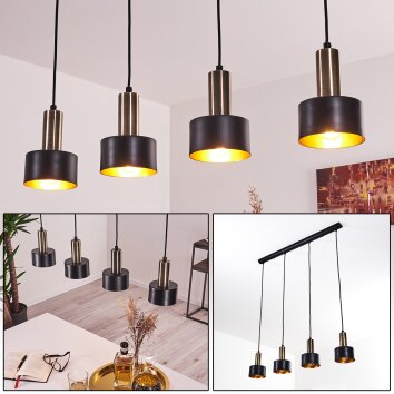 Pretoria Hanglamp LED Messing, Zwart, 4-lichts