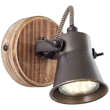 Brilliant Seed Spotlamp Hout donker, Zwart, 1-licht