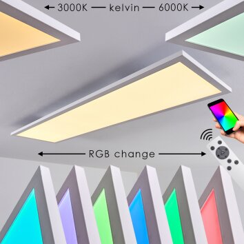 Salmi Plafondlamp LED Wit, 1-licht, Afstandsbediening, Kleurwisselaar