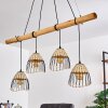 Shalo Hanglamp Hout donker, Zwart, 4-lichts