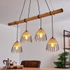 Shalo Hanglamp Hout donker, Zwart, 4-lichts