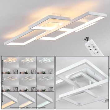 Ghana Plafondlamp LED Wit, 4-lichts, Afstandsbediening, Kleurwisselaar