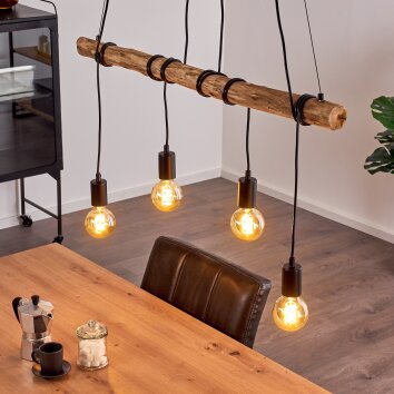 Tirana Hanglamp Bruin, Zwart, 4-lichts