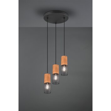 Trio Tosh Hanglamp Zwart, 3-lichts