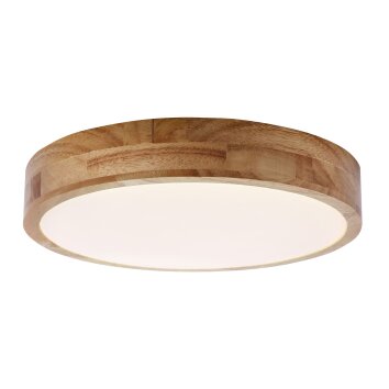 Brilliant Slimline Plafondlamp LED Hout donker, Wit, 1-licht, Afstandsbediening