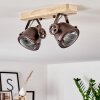 Herford Plafondlamp Hout licht, Koperkleurig, 2-lichts