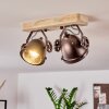 Herford Plafondlamp Hout licht, Koperkleurig, 2-lichts