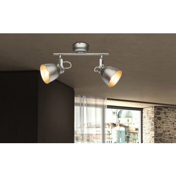 Globo Hernan Plafond straler Grijs, Zilver, 2-lichts