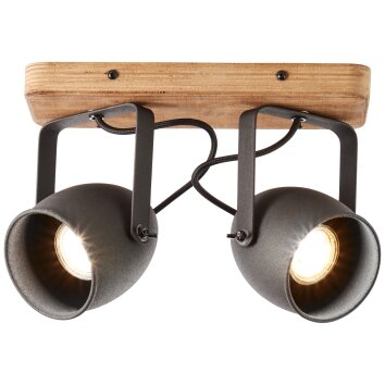 Brilliant CROWTON Plafondlamp Hout donker, Zwart, 2-lichts