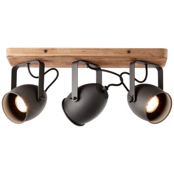 Brilliant CROWTON Plafondlamp Hout donker, Zwart, 3-lichts