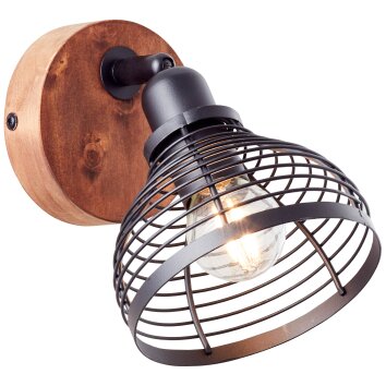 Brilliant Avia Spotlamp Hout donker, Zwart, 1-licht