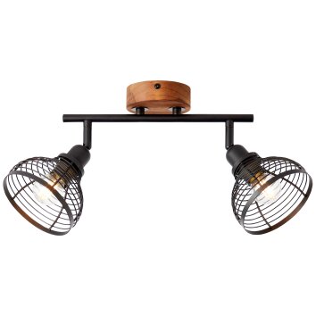 Brilliant Avia Spotlamp Hout donker, Zwart, 2-lichts