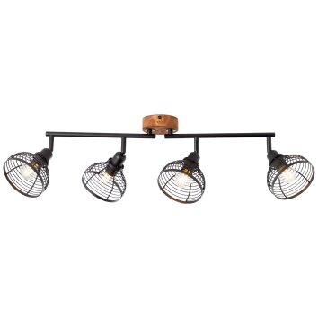 Brilliant Avia Spotlamp Hout donker, Zwart, 4-lichts