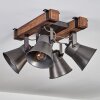 Aduard Plafondlamp Hout donker, Zwart, 4-lichts