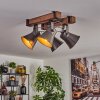 Aduard Plafondlamp Hout donker, Zwart, 4-lichts