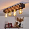 Yuma Plafondlamp Hout donker, Zwart, 4-lichts