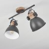 Banjul Plafondlamp Grijs, Hout licht, 2-lichts