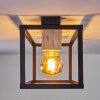 Turiza Plafondlamp Hout donker, Zwart, 4-lichts