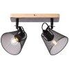 Brilliant Whole Spotlamp Hout donker, Zwart, 2-lichts