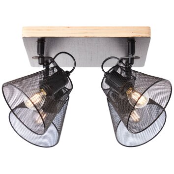 Brilliant Whole Spotlamp Hout donker, Zwart, 4-lichts