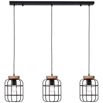 Brilliant Gwen Hanglamp Hout licht, Zwart, 3-lichts