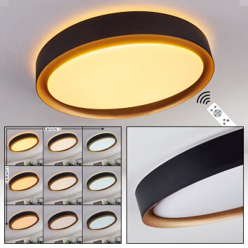 Beade Plafondlamp LED Goud, Zwart, 1-licht, Afstandsbediening