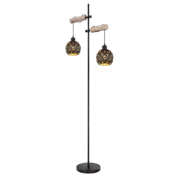 Globo JODIE Staande lamp Hout licht, Zwart, 2-lichts