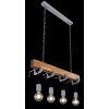 Globo LUDI Hanger Grijs, Hout donker, 4-lichts