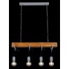 Globo LUDI Hanger Grijs, Hout donker, 4-lichts