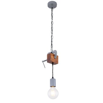 Globo LUDI Hanger Grijs, Hout donker, 1-licht