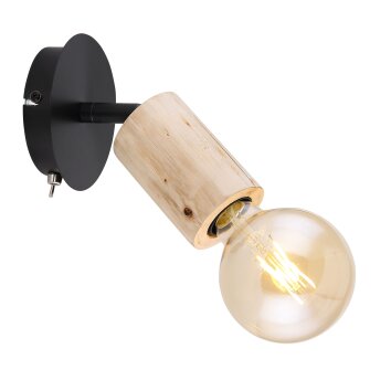 Globo JOSEBA Spotlamp Hout licht, Zwart, 1-licht