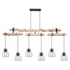 Globo MINA Hanger Hout licht, Zwart, 6-lichts