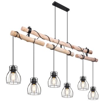 Globo MINA Hanger Hout licht, Zwart, 6-lichts