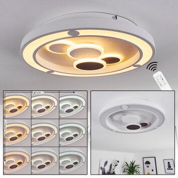 Fitili Plafondlamp LED Wit, 1-licht, Afstandsbediening