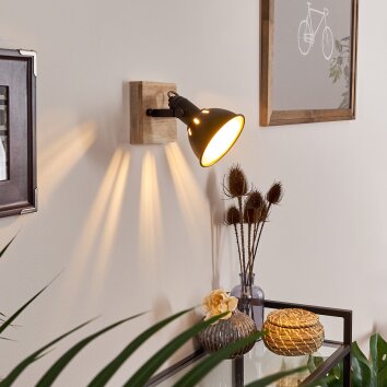 Tina Muurlamp Hout donker, Zwart, 1-licht