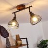 Omba Plafondlamp Hout donker, Zwart, 2-lichts