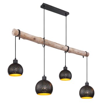 Globo ADAJA Hanger Hout licht, Zwart, 4-lichts