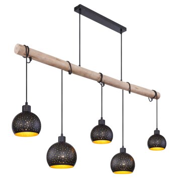 Globo ADAJA Hanger Hout licht, Zwart, 5-lichts