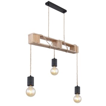 Globo JOELLE Hanger Bruin, Hout licht, Zwart, 3-lichts