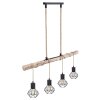 Globo PRISKA Hanger Bruin, Hout licht, Zwart, 4-lichts