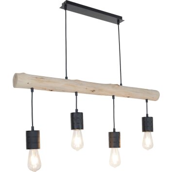 Globo HERMINE Hanger Bruin, Hout licht, Zwart, 4-lichts