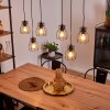 Gondo Hanglamp Hout licht, Zwart, 6-lichts