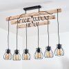 Gondo Hanglamp Hout licht, Zwart, 6-lichts