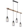 Globo HADERA Hanger Hout licht, Zwart, 4-lichts