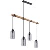 Globo HADERA Hanger Hout licht, Zwart, 4-lichts